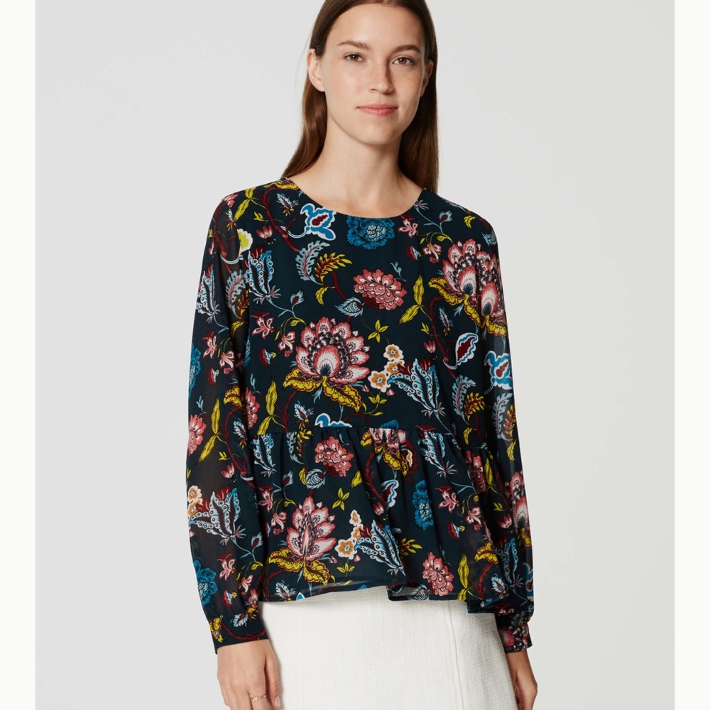 Loft Green Floral Peplum